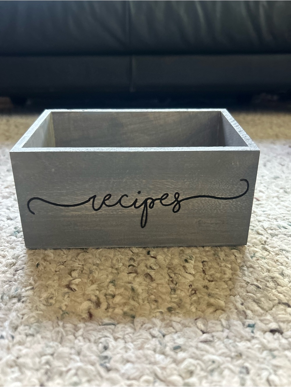 Gray Wooden Recipe Box Organizer